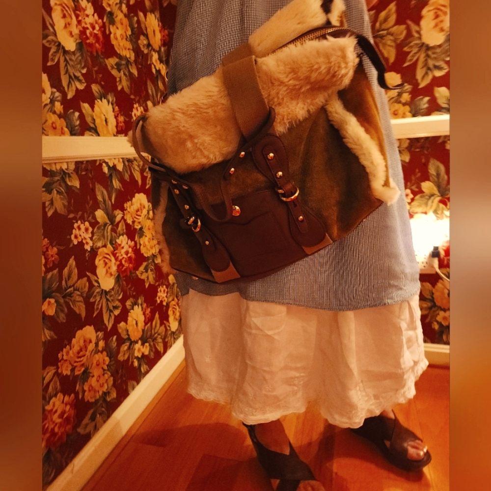 Ugg Brown Leather and Fur Satchel
